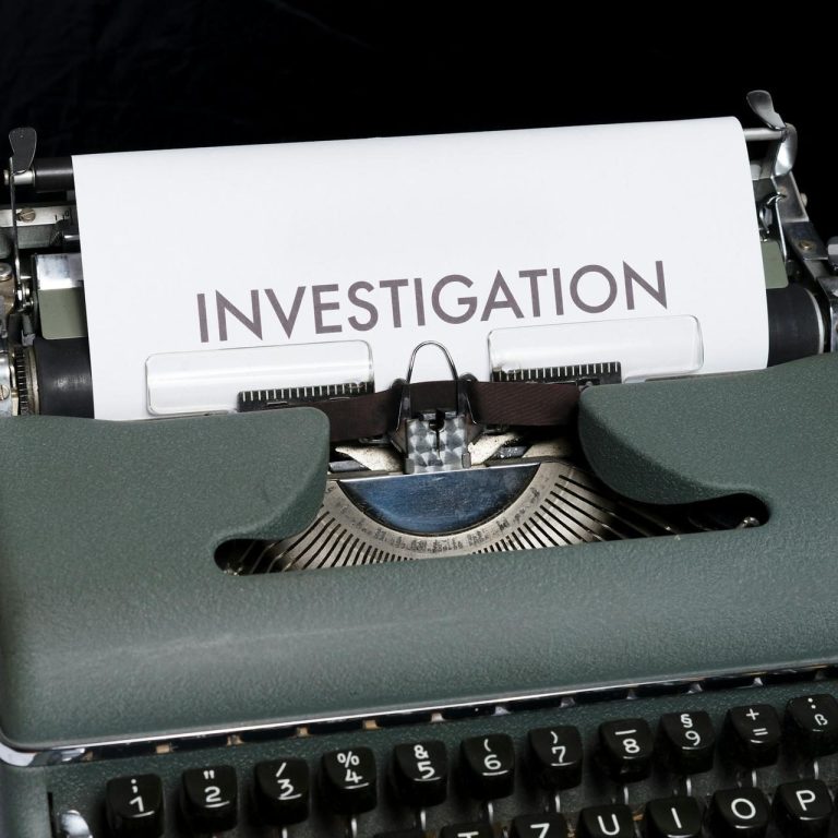 Investigation document on typewriter