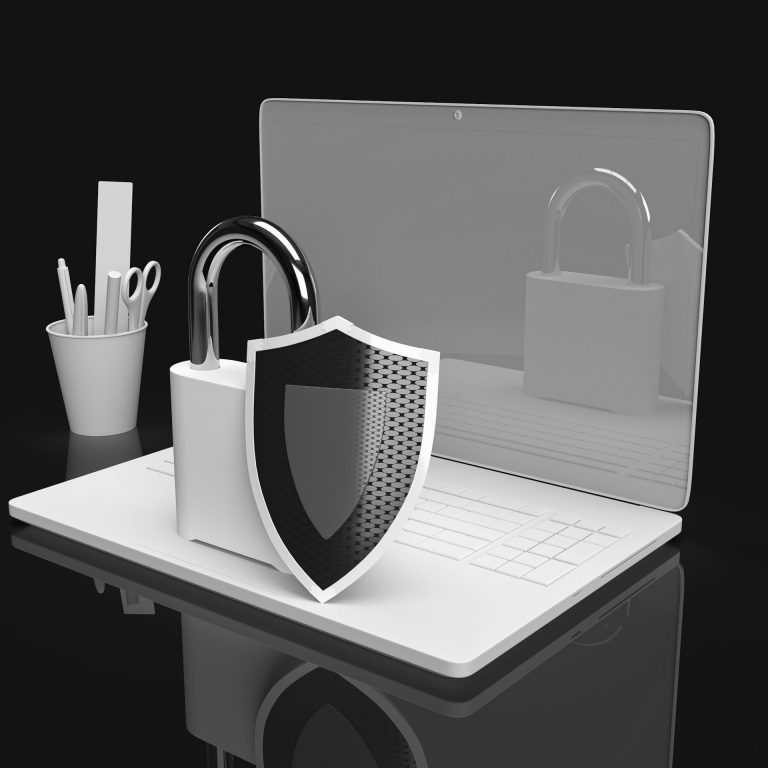 Laptop with a shield for secure acceptable-use computing